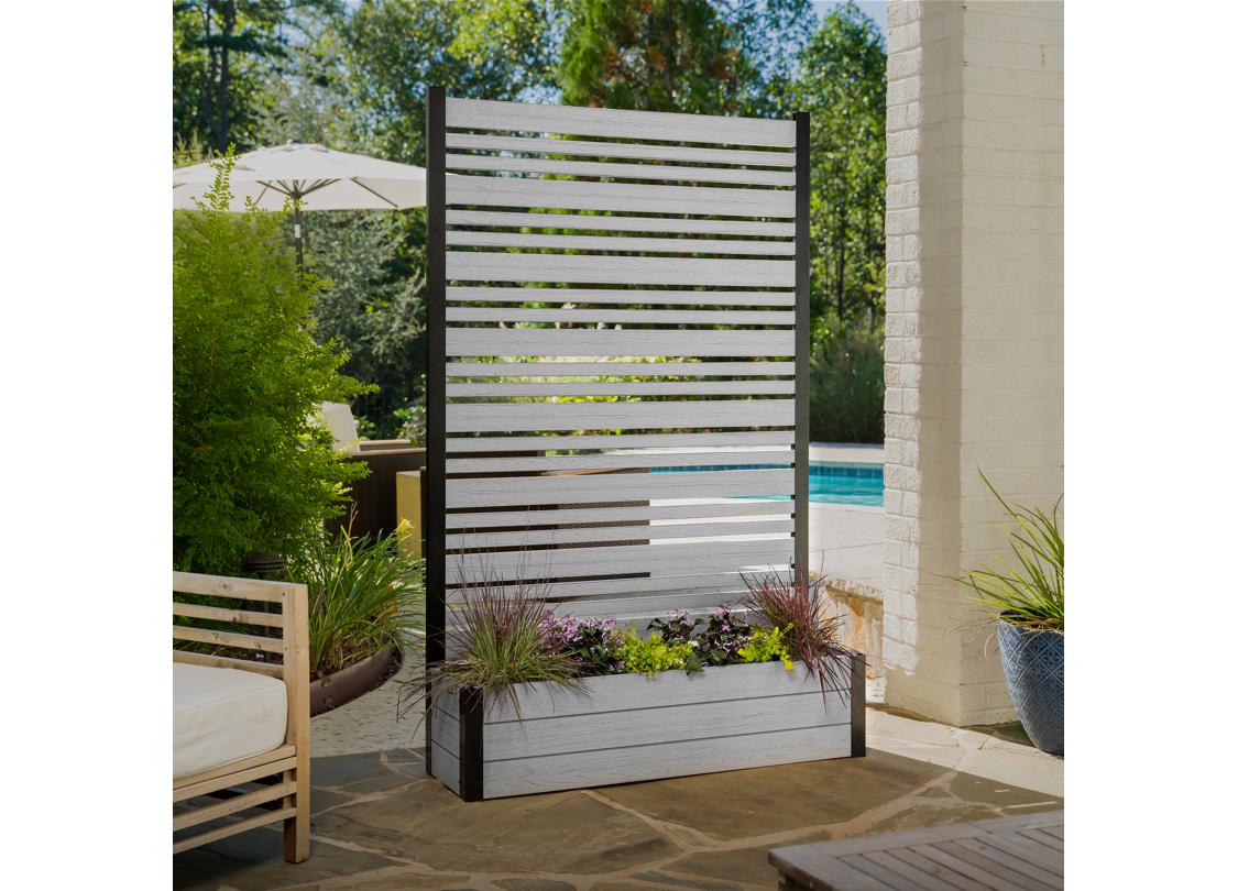 6ft H Florence Freestanding Patio Screen w/ Planter Box (Ash